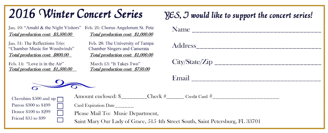 2016 Winter Concert Series Sponsorship Form